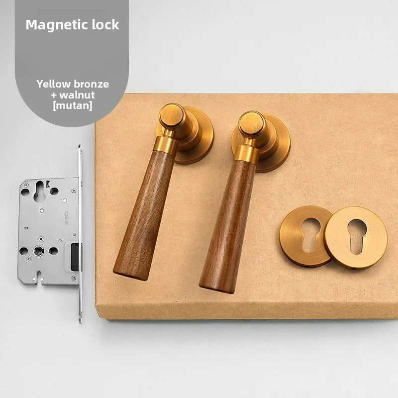 Mid Ancient Style Bedroom Split Lock Universal Door Silent/magnetic Lock Indoor Room Retro Wooden Door Handle Lock Oasis Select Color E magnetic