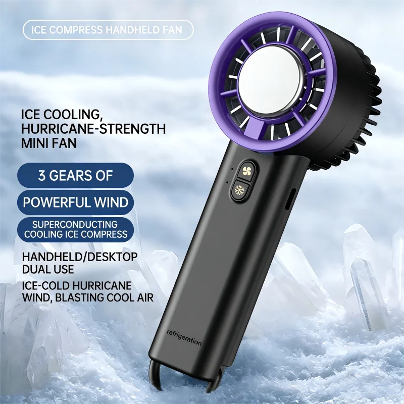 New Handheld Mini Fan Portable Semiconductor Ice Cooling Fan Mini Portable Handheld Cooling Fan For Home Office Travel Oasis Select Gray