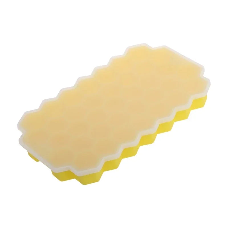 Ice Cube Tray Silicone Mould 37 Cellular Silicone Ice Cubes Hexagonal Molds DIY Kitchen Honeycomb Ice Cubes Molds Oasis Select Yellow-cover