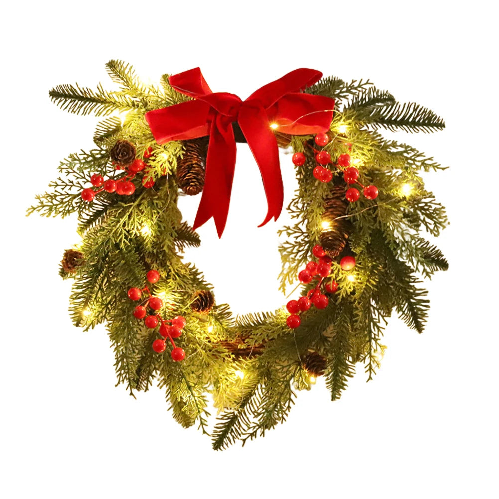 Indoor Outdoor Wreath Christmas Wreath Versatile Decorative Wreath Festive Door Hanging Wreath Holiday Atmosphere Oasis Select wreath with lamp China Mainland
