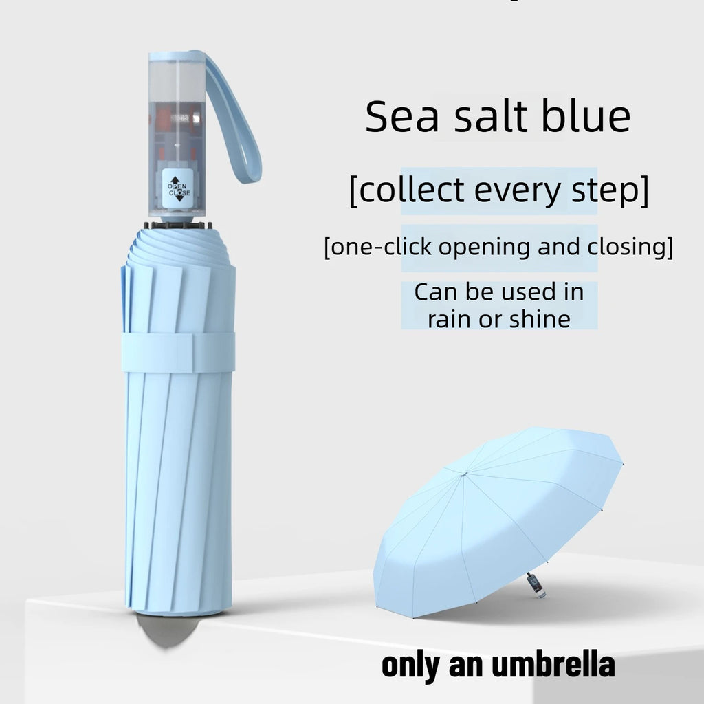Wind Resistant Automatic Umbrella Foldable Sun Rain Accessory Thickened Durable Design Portable UV Blocking Parasol Oasis Select Blue 72 fiberglass 1 12K iron