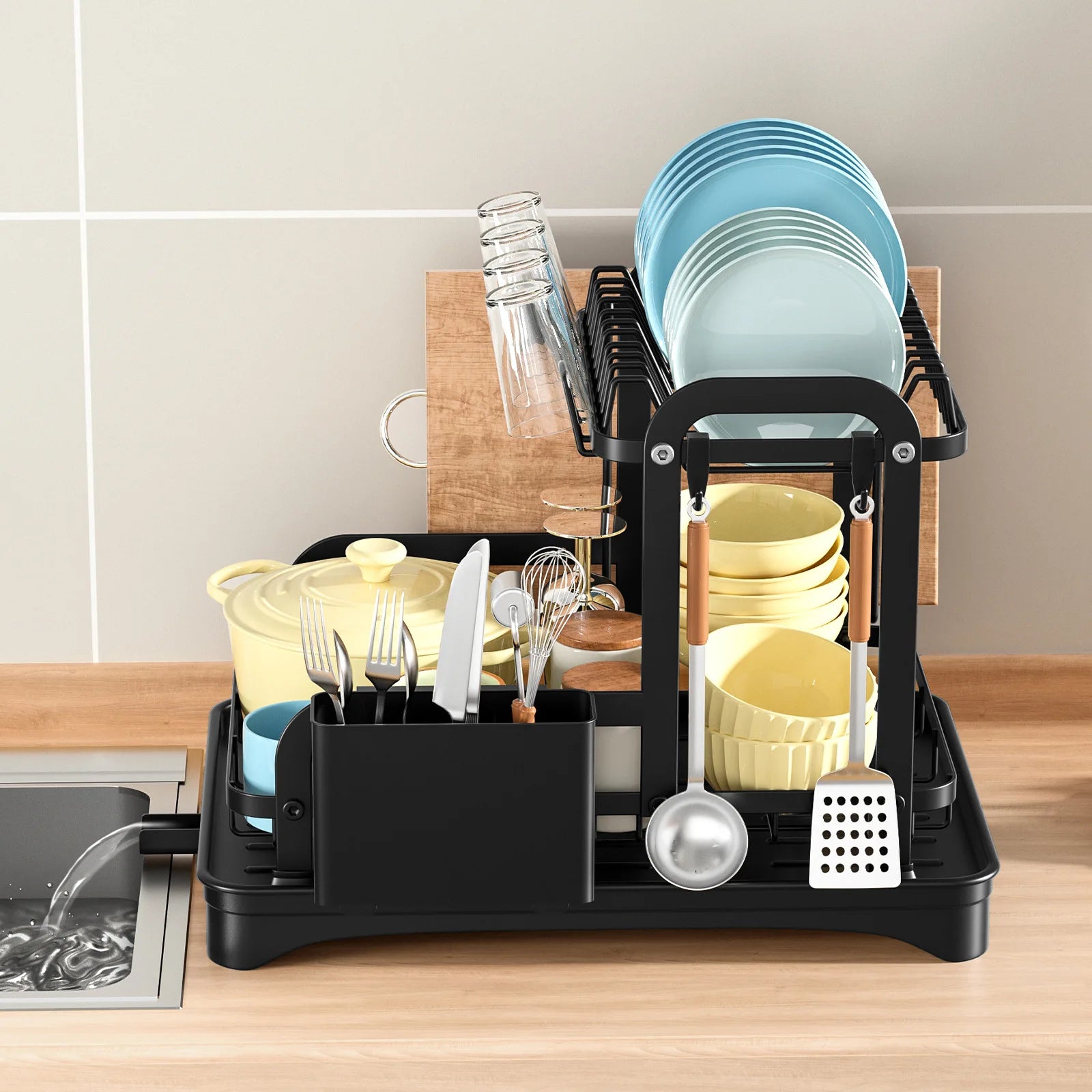 Dish Storage Rack Kitchen Shelf Narrow Small Household Dish Drain Rack Multifunctional Tableware Storage Box Cupboard Oasis Select