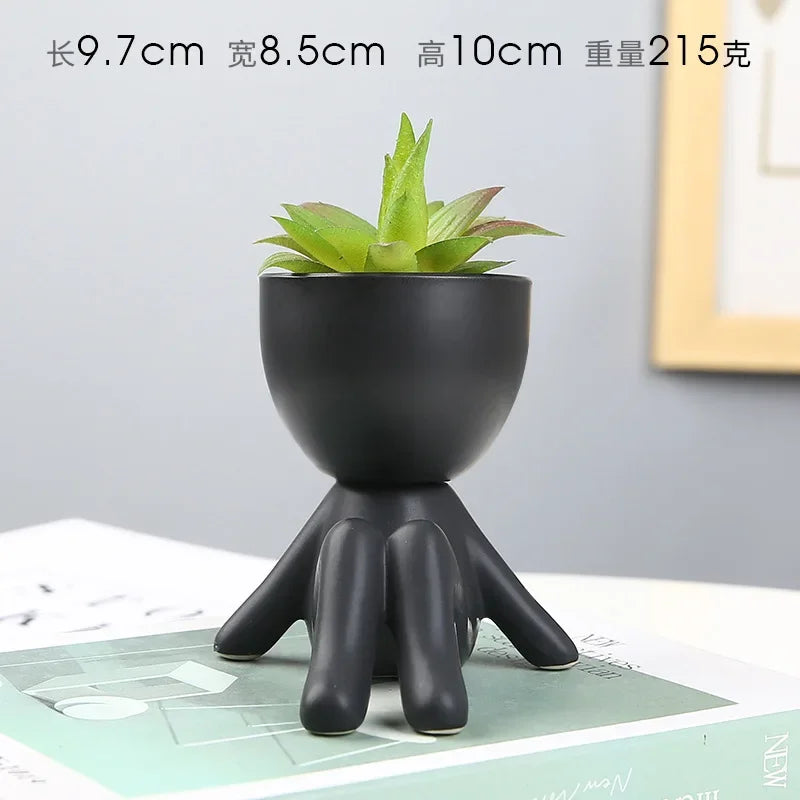 Creative Cute Imitation Humanoid Ceramic Flower Pot Succulent Planter Crafts Flowerpot Vase Home Decoration Personalized Gift Oasis Select N