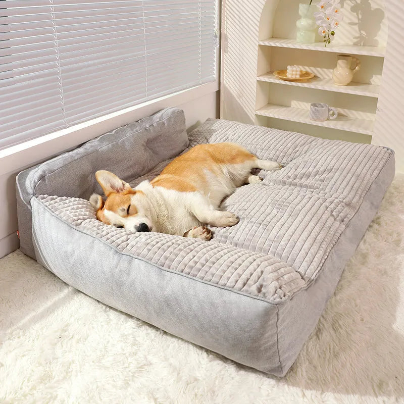 All-Season Large Dog Bed Washable Pet Mat Removable Cover Dog Sleeping Pad Winter Warm Dog Cushion for Big Dogs' Rest Oasis Select Ash 63x47x23cm