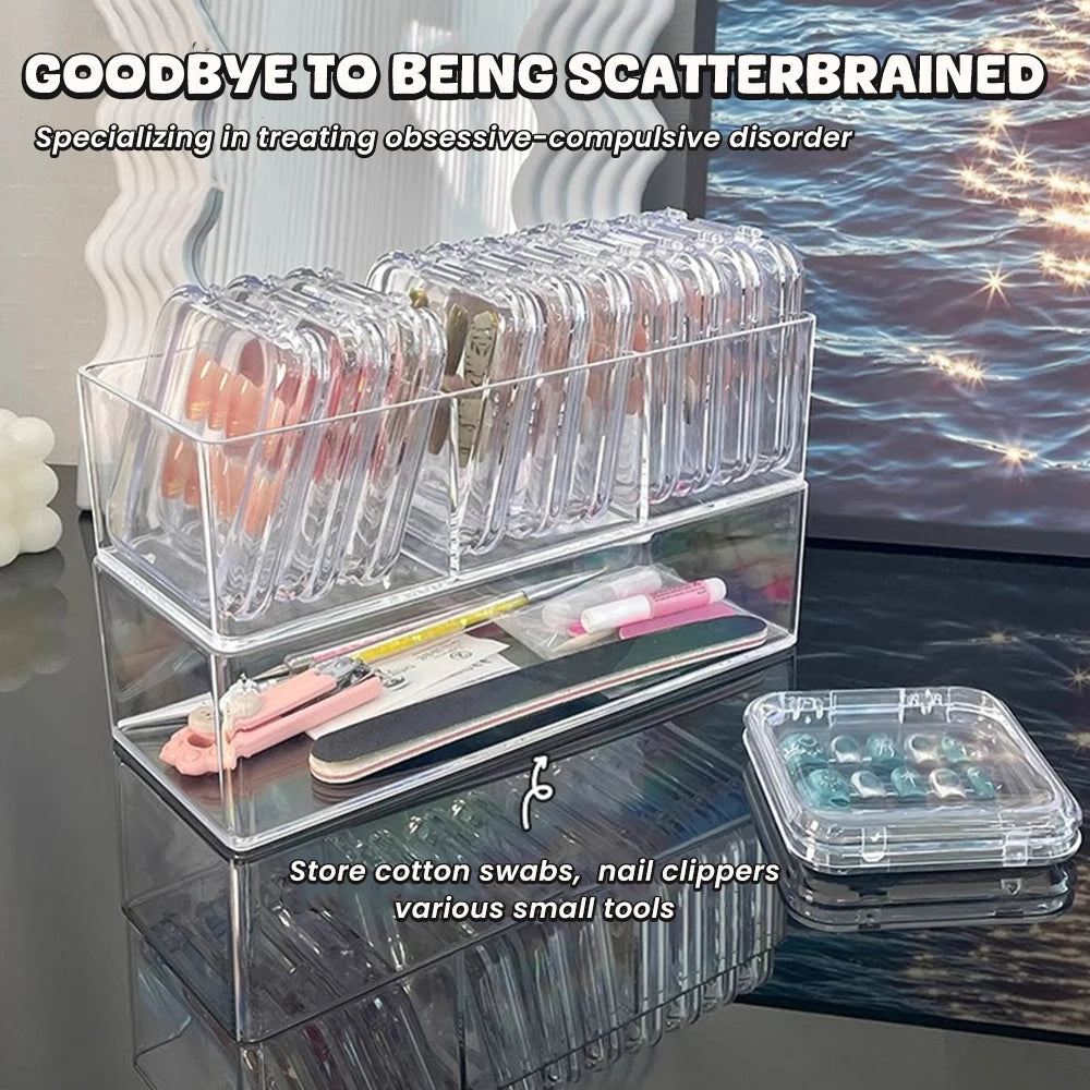 False Nail Case Plastic Storage Box for Fake nails Transparent Pink Nail Art Display Stand Fake Nails Organizer Packing Box Oasis Select