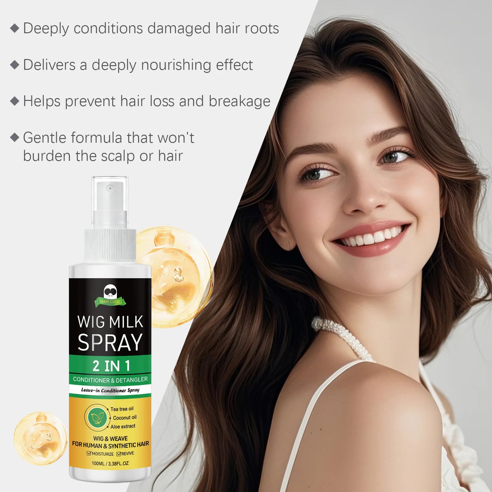 2-in-1 Wig Milk Spray | Anti-Frizz Leave-In Conditioner 100ml Leave-In Hair Spray Oasis Select