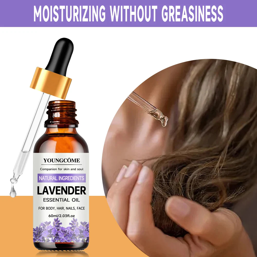 Lavender essential oil Pure natural, hair moisturizer, suitable for hair, face and body,suitable for all skin types hair types Oasis Select