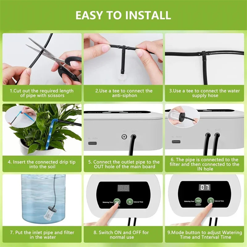DIY Solar Irrigation Potted Plant Drip Irrigation Kit,Garden Balcony Greenhouse Drip Irrigation System,Automatic Watering System Oasis Select