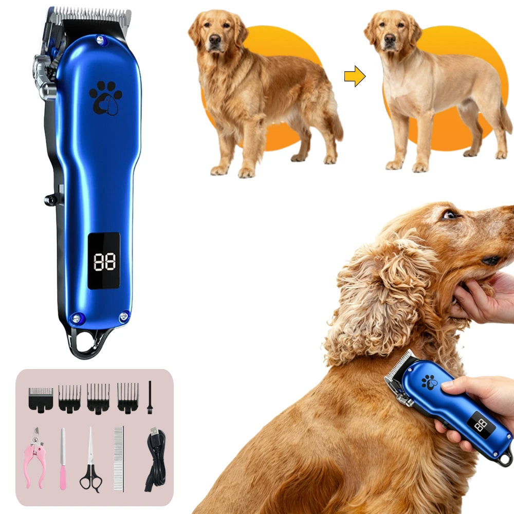 Cordless Electric Pet Clipper – Low Noise, LED, USB Rechargeable Pet Hair Clipper Oasis Select