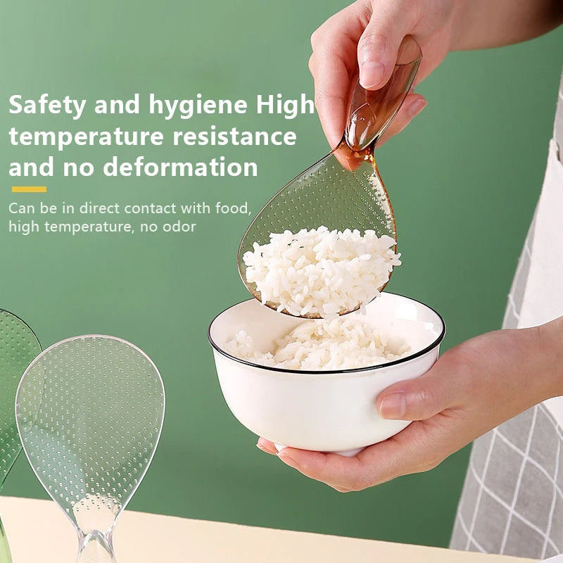 1Pc Vertical Rice Spoon Plastic Non‑Stick Rice Scoop Transparent Thick High Temperature Resistant Rice Cooker Rice Shovel Oasis Select