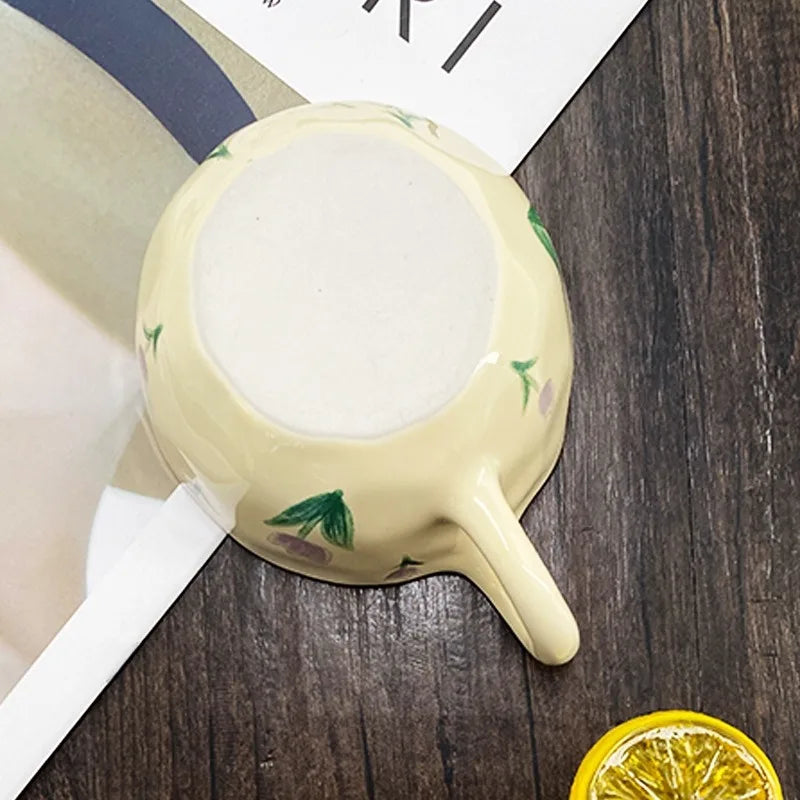 Ceramic Mugs Irregular Flower Coffee Milk Yellow Hand Pinched Cups Cute Korean Style Oat Breakfast Juice Black Tea Kawaii Cup Oasis Select