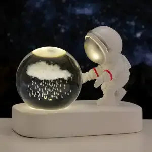 Astronaut Night Light Desktop Small Ornaments Decorative Crystal Ball Birthday Gift for Boys and Girls Decoration Oasis Select Love cloud USB gift packae