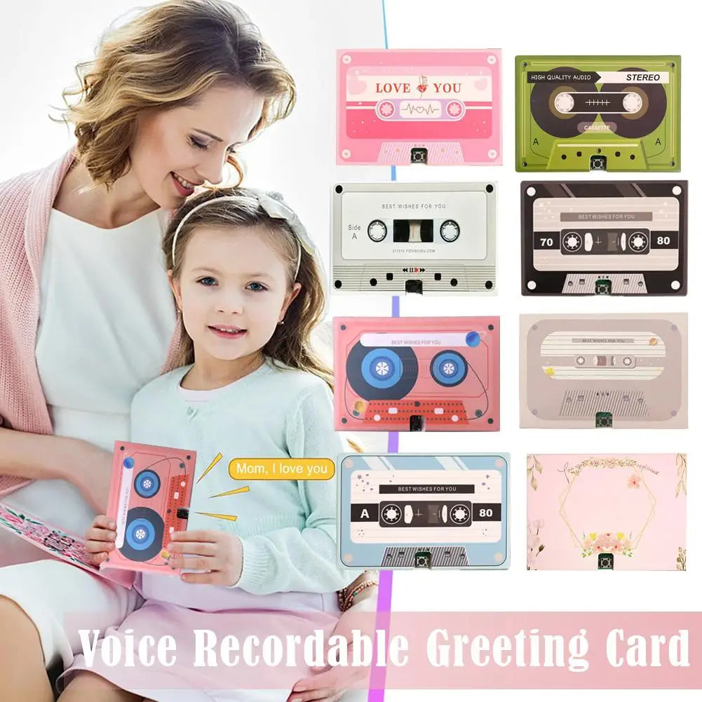 Voice Recordable Greeting Card 60 Seconds Recording Time Message Recorder Cassette Recording Voice Tape Greeting Card Oasis Select
