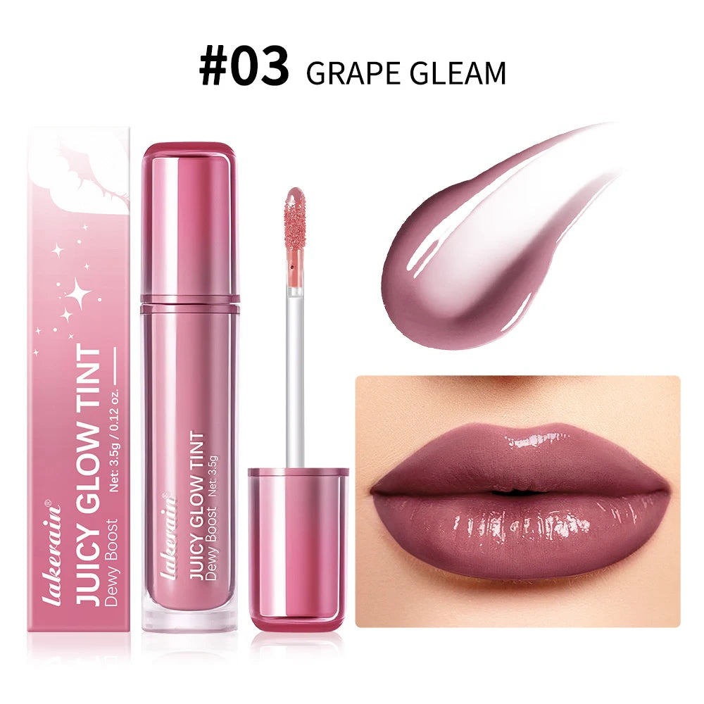 Waterproof Lip Gloss Long Lasting Moisturizing Halo Dyeing Mirror Glass Shine Color Cosmetics Care Oil Plumper Oasis Select 3Grape Gleam