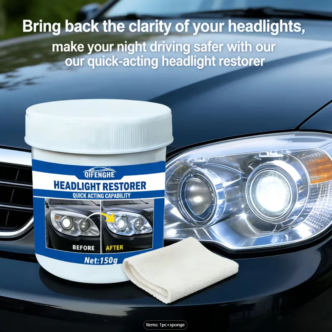 Headlight Restoration Paste – Removes Oxidation, Haze & Yellowing Headlight Restoration Paste Oasis Select