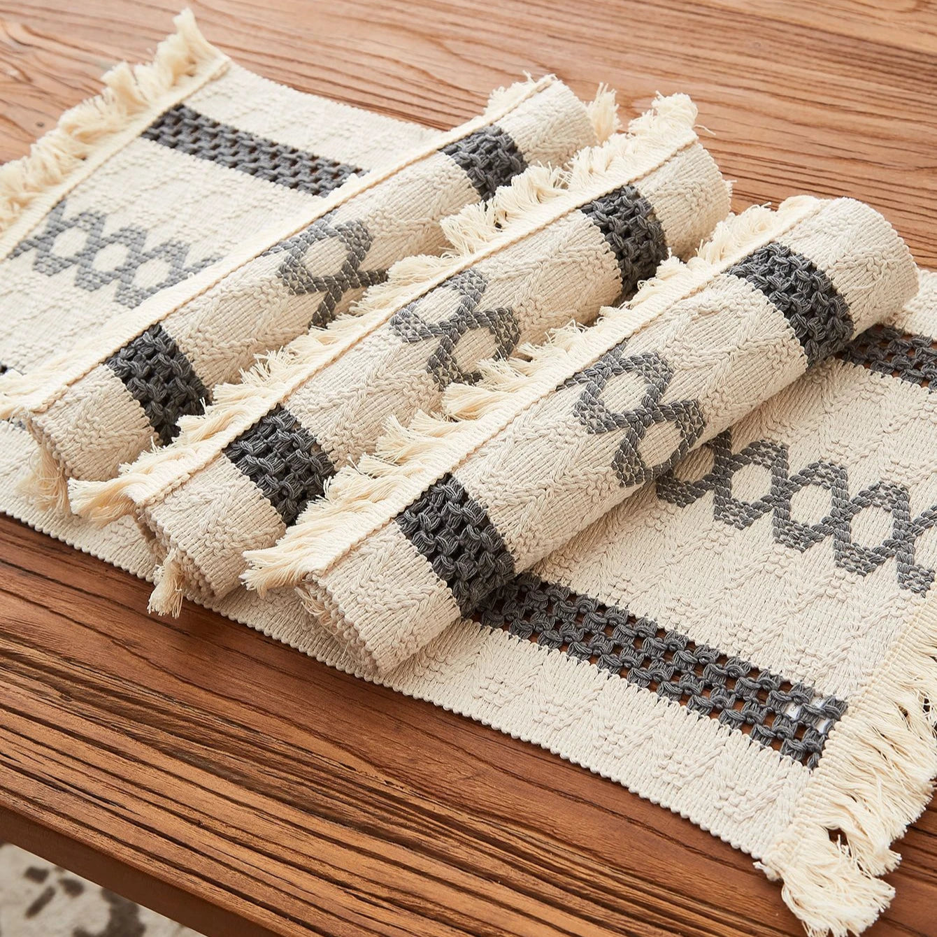 Boho Placemats Macrame Table Decor Natural Cotton Burlap Farmhouse Placemats Home Dining Weddings Home Kitchen Decor Oasis Select