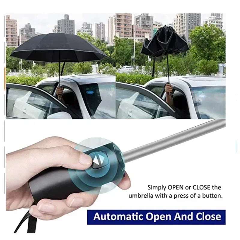 Men Women Umbrella Fully Automatic Reverse Folding Umbrella with Windproof Reflective Stripe UV Umbrellas Oasis Select