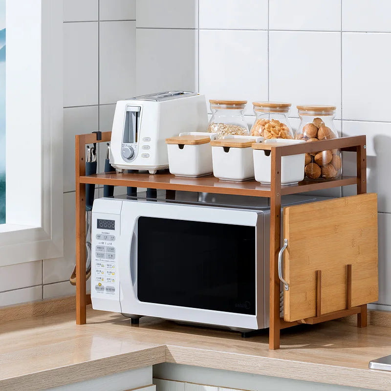 Kitchen Storage Rack Nanzhu Microwave Rack Household Countertop Oven Rack Seasoning Rack Solid Wood Oasis Select