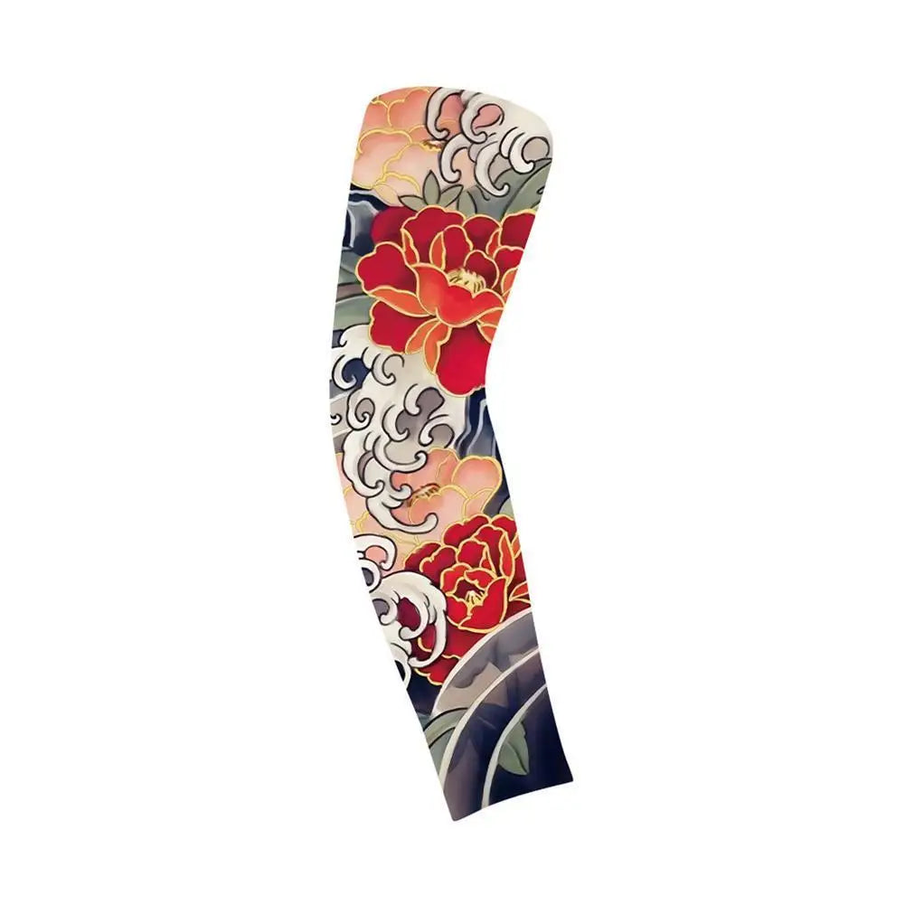 Summer Ice Silk Tattoo Sleeves Arts Temporary Fake Slip On Tattoo Arm Sleeves Sports Sunscreen Sleeves Cycling Driving Fishing Oasis Select G