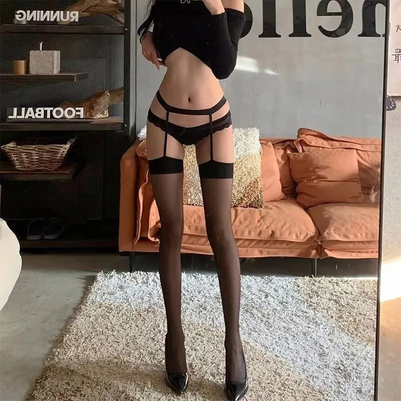 1/2pcs Black/Red/Nude Thigh-high Nylon Stockings Sexy Lingerie Garter Belt Long Stockings Ladies Ultra-thin Transparent Tights Oasis Select