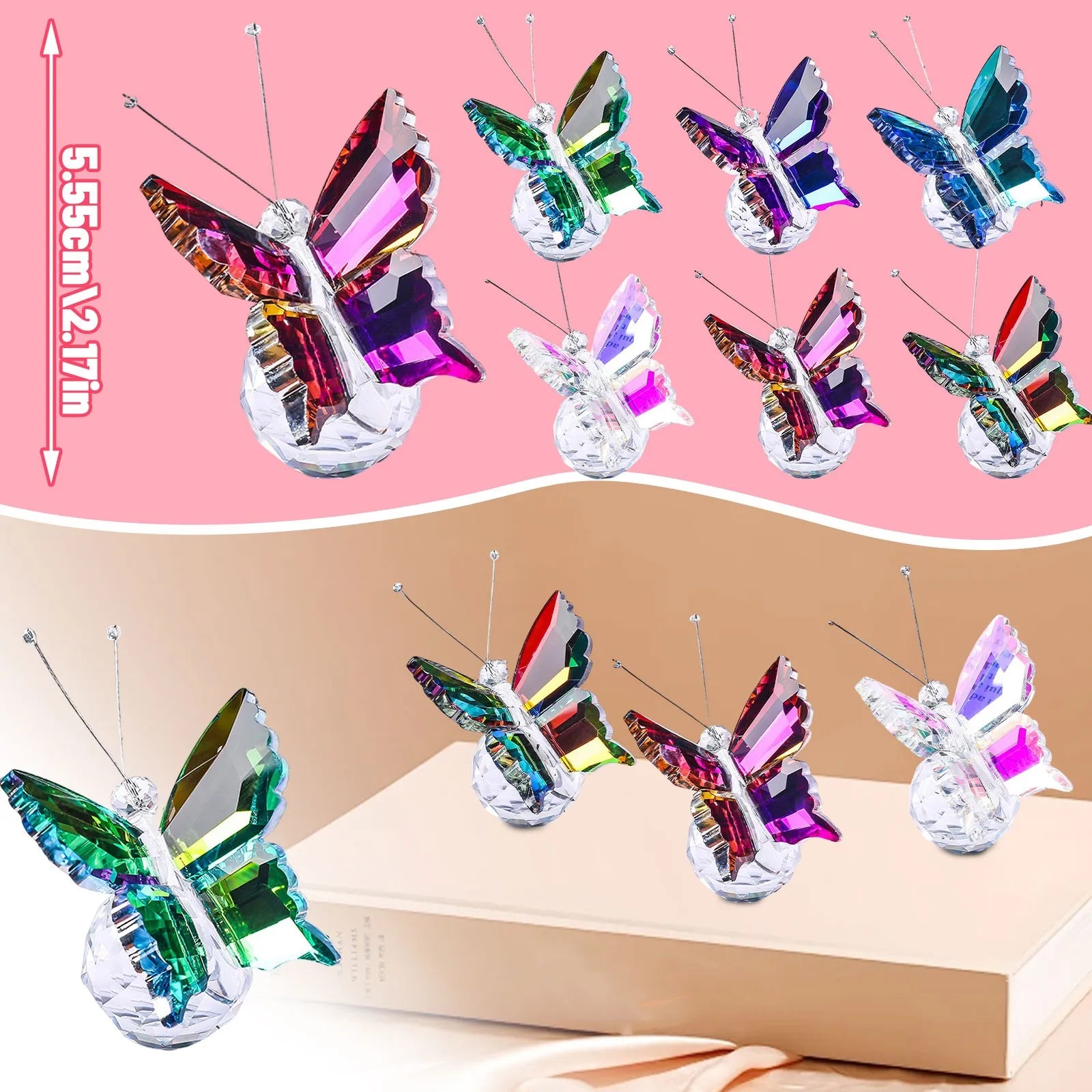 Crystal Handicrafts Three-Dimensional Butterfly Ornaments Souvenirs Small Gifts Creative Home Counter Tabletop Decoration Oasis Select