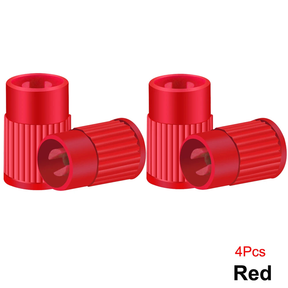 Tire Stem Valve Caps with Valve Core Remover Tool Plastic Dust Caps Universal for Cars, Bike and Bicycle, Trucks, Motorcycles Oasis Select Red-4Pcs