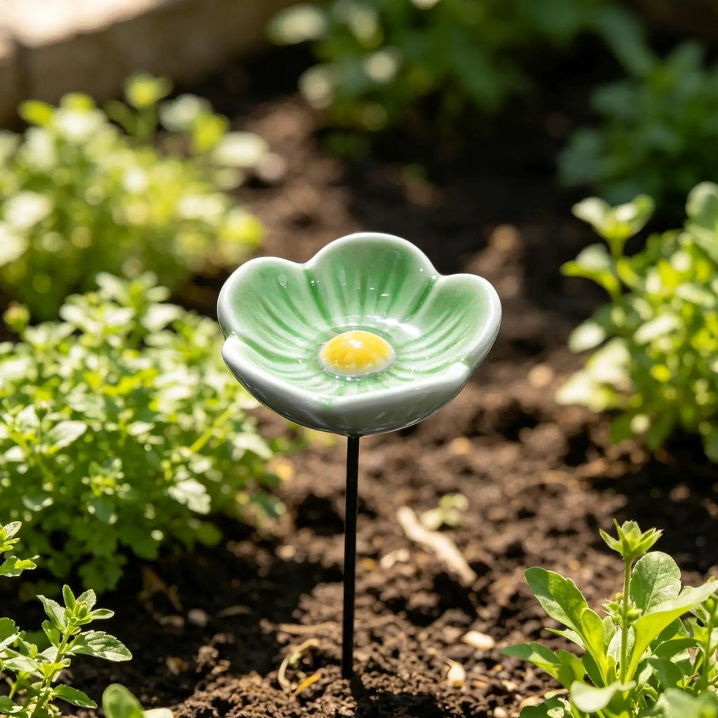 Bee Water Feeder Resin Flower Drinking Fountain Holder Bee Watering Station Bird Waterer Feeding Bowl Stakes Bird Supplies Oasis Select
