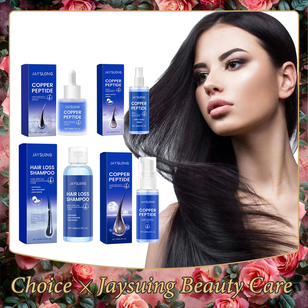 Copper Peptide Hair Growth Set – Shampoo, Serum, Spray & Oil Hair Growth Care Set Oasis Select