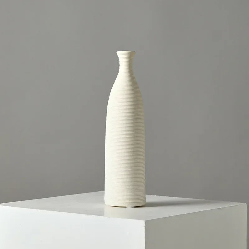 Modern simple white ceramic vase decoration flower arrangement living room TV cabinet home decoration flower device Oasis Select A (D 6.5cm H 25cm)