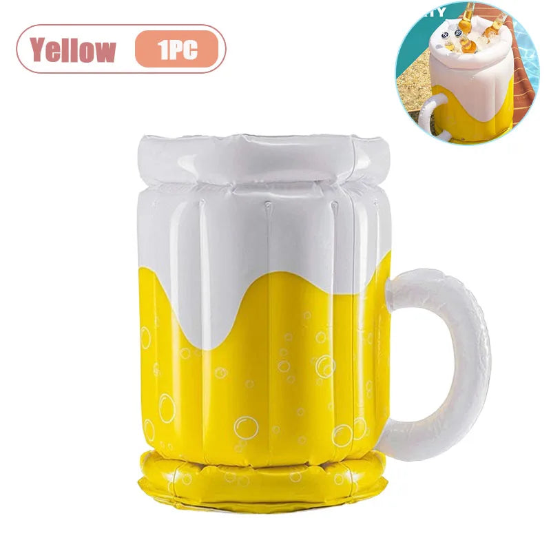 Inflatable Beer Cooler Bucket Portable Ice Bucket for Outdoor Beach Pool Party Camping Picnic Drink Cooler Picnic Supplies Oasis Select Yellow-1PC