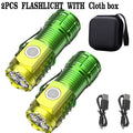 3LED Super Bright Flashlight Mini Burst Flash Torch Rechargeable Outdoor Waterproof Emergency Spotlight with Pen Clip Magnet Oasis Select 2PCS with gift bag