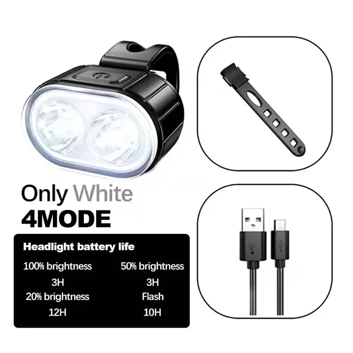 Cycling Bicycle Front Rear Light Set Bike Rechargeable Headlight Light MTB Waterproof Taillight LED Lantern Bicycle Accessories Oasis Select Only White
