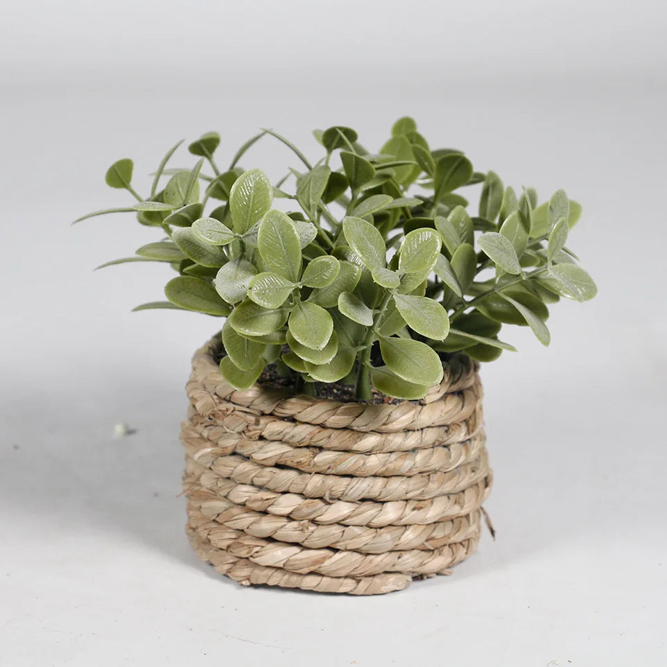 Green Artificial Potted Plant Eucalyptus Grass 11cm Simulated Potted Plants Woven Plastic Leaf Artificial Plants Home Decor Oasis Select 03
