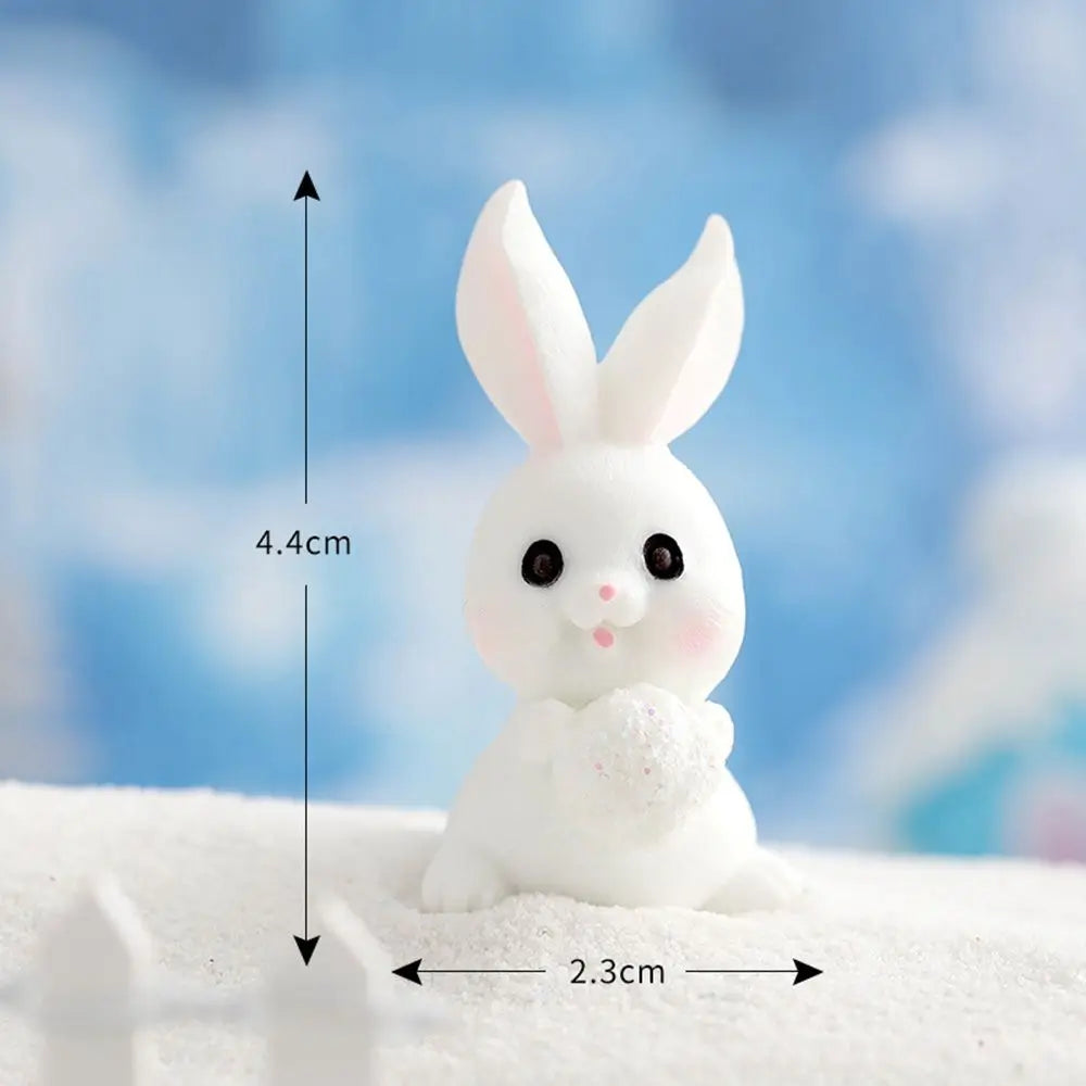 Snowman Bunny Resin Figurine | Micro Landscape Christmas Ornament