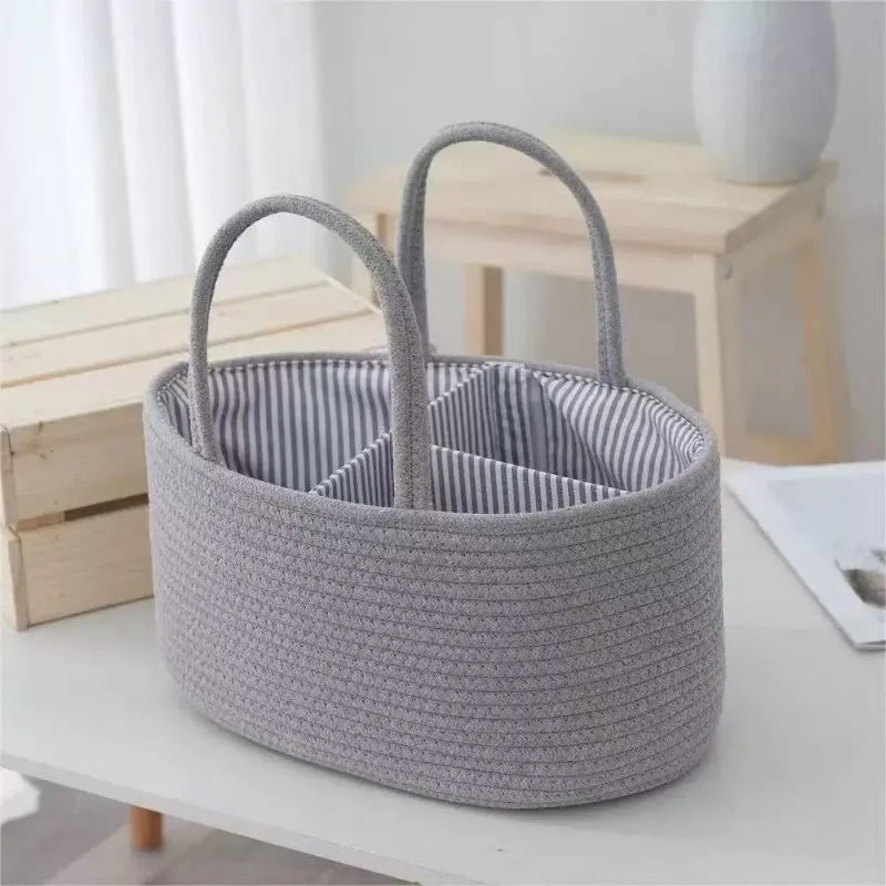 Cotton Rope Baby Diaper Storage Basket | Foldable Organizer