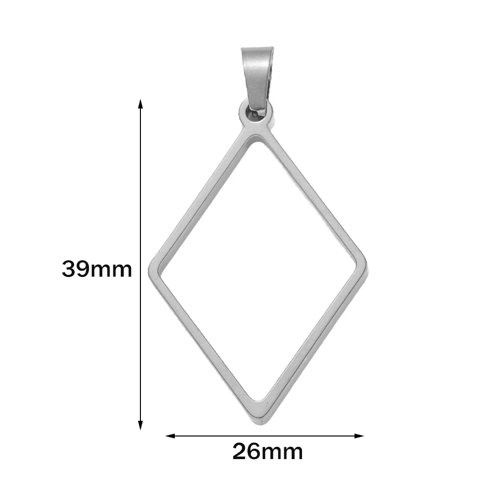 5pcs Stainless Steel Open Back Resin Molds Pendants Blanks Frame Hollow Bezel Charms for Earrings Necklace Bracelet DIY Making Oasis Select ST Diamond 26X39mm