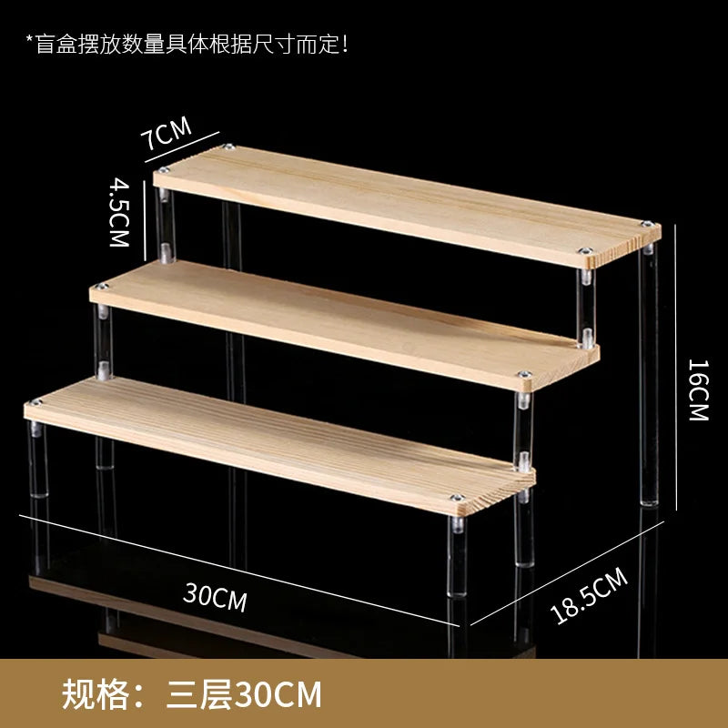 Wooden Ladder Display Stand – 2–5 Tier Acrylic Shelf Rack