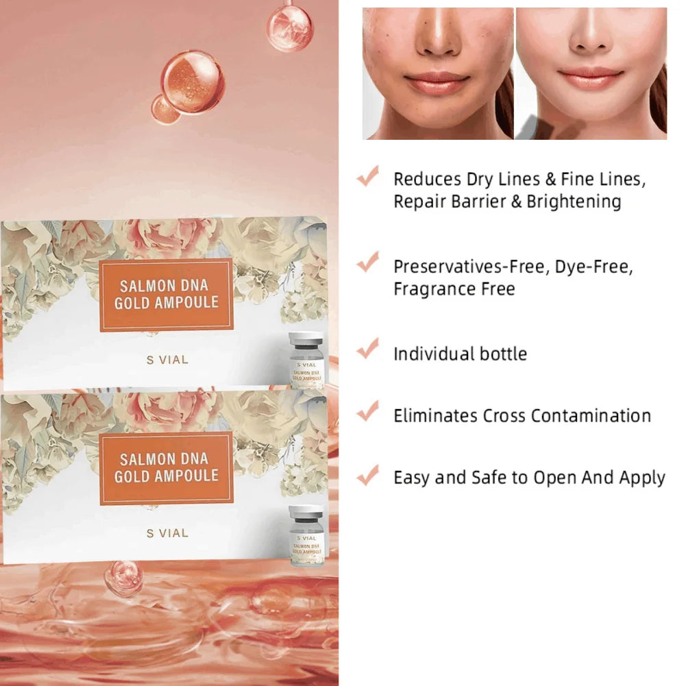 Salmon DNA Facial Essence Gold Ampoule Skin Booster Serum Kit Brightening Whitening Moisturizing Rejuvenation Care Skin Oasis Select
