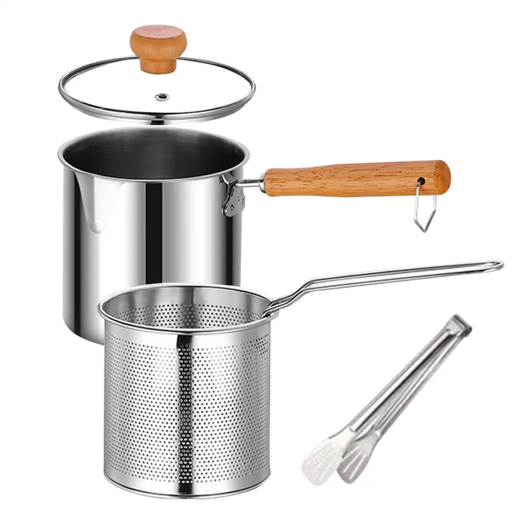 Deep Frying Pot Kitchen Fryer With Strainer Stainless Steel Tempura Fryer Pan Fry Pot Chicken Fried Chicken Cooking Tools Oasis Select