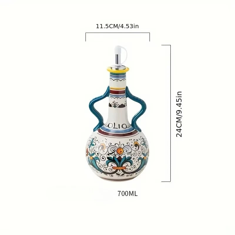 Dual Ear Ceramic Olive Oil Bottles Soy Sauce Vinegar Multifunctional Kitchen Seasoning Drainage Bottle Kitchen Accessories gifts Oasis Select