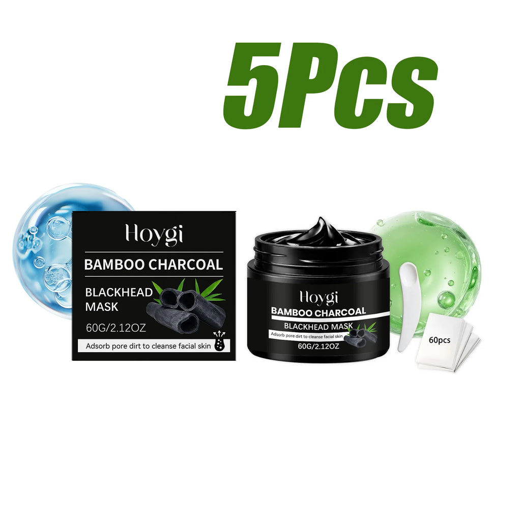 Bamboo Charcoal Blackhead Mask Peel Off Pore Cleansing Nose Mask for Deep Dirt Oil Removal Blackhead Cleansing Skincare Oasis Select 5Pcs
