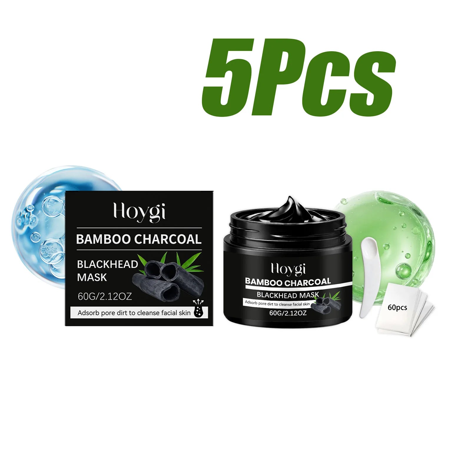 Bamboo Charcoal Blackhead Mask Peel Off Pore Cleansing Nose Mask for Deep Dirt Oil Removal Blackhead Cleansing Skincare Oasis Select 5Pcs