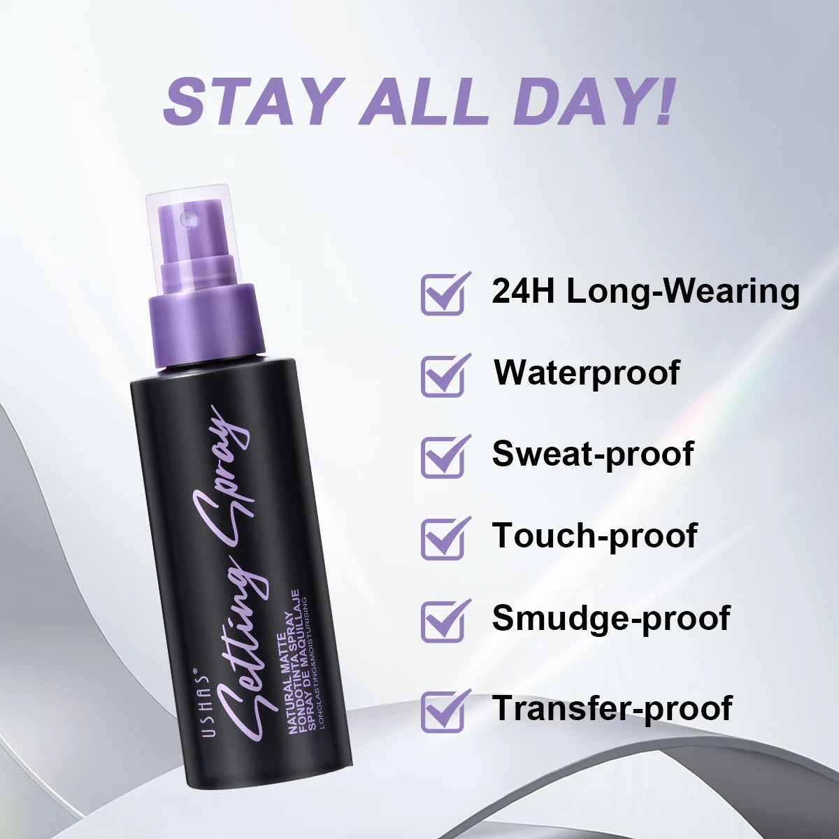USHAS Waterproof Makeup Setting Spray – Matte & Oil Control