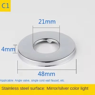 2PCS 1/2"3/4"Faucet Decorative Cover Stainless Steel Water Pipe Connector Heighten Valve Panel Shower Kitchen Faucet Accessories Oasis Select C1-2pcs