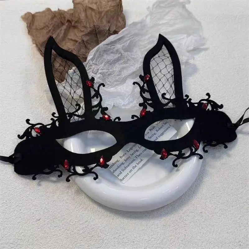 Retro Lace Half Face Mask | Gothic Masquerade Costume Prop