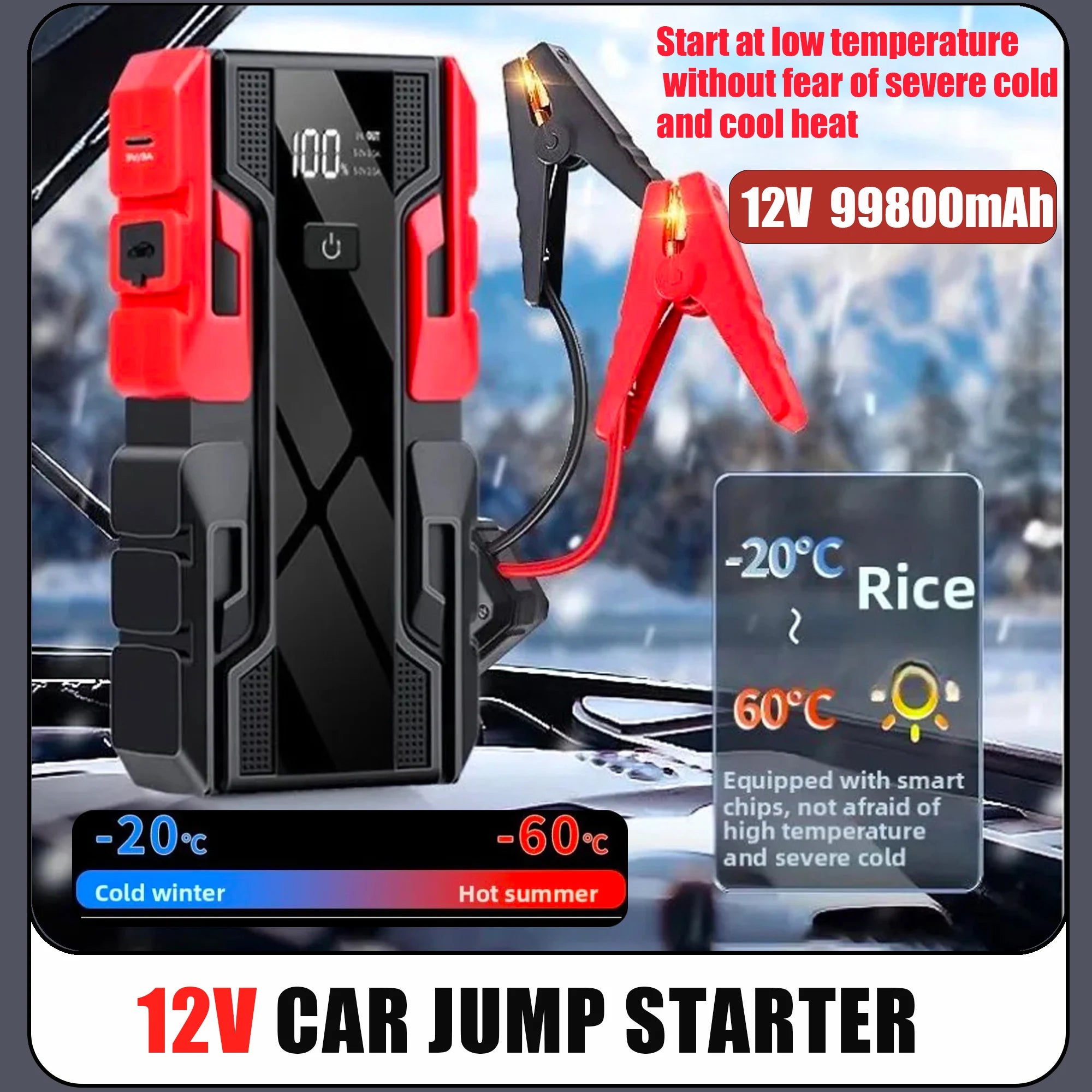 NEW 99800mAh Car Jump Starter Power Bank Car Booster Charger 12V Starting Device Car Emergency Booster Oasis Select