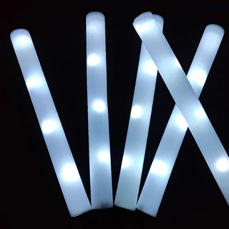 6Pcs Colorful LED Glow Sticks RGB LED Glow Foam Stick Cheer Tube Dark Light Birthday Wedding Party Supplies Oasis Select White