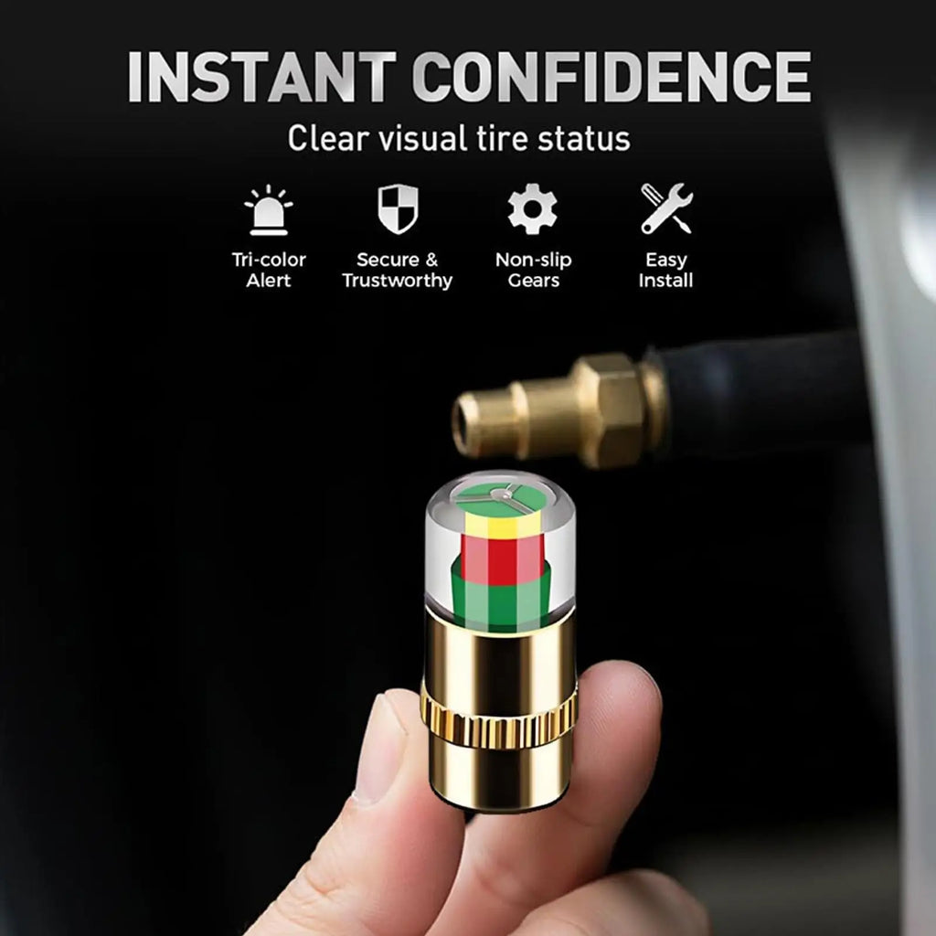Motorcycle Car Tire Air Pressure Monitor Alert 4Pcs Indicator Tire Valve Cap Gauge Car Accessories Car Tyre Pressure Gauge Caps Oasis Select