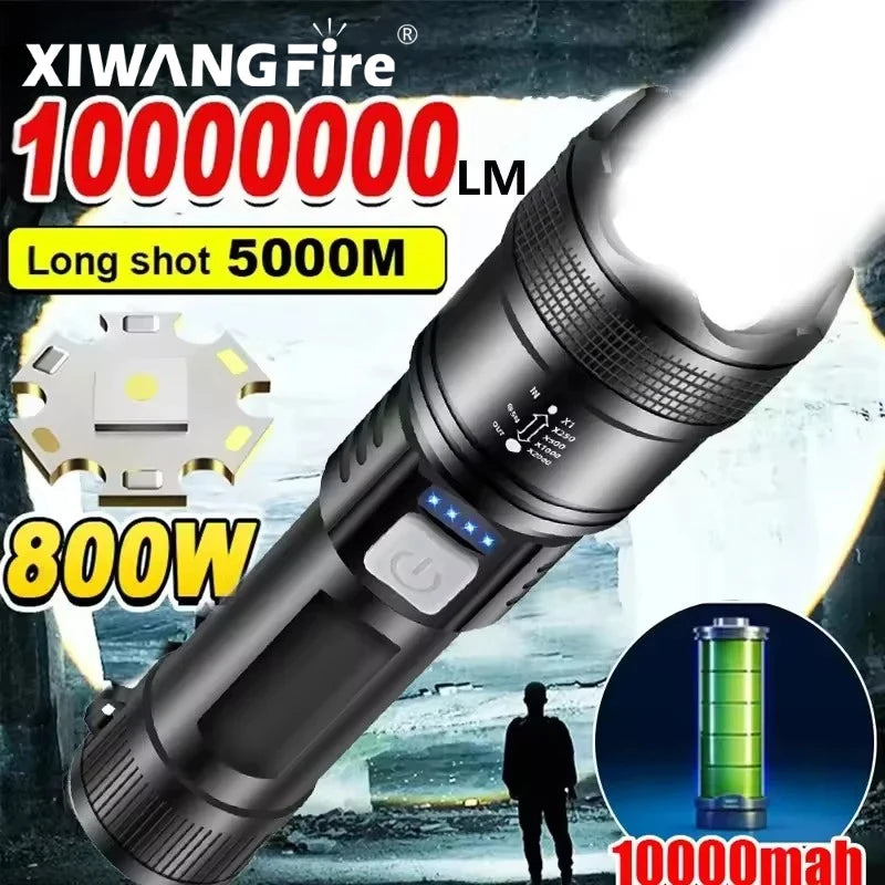 High Power 2000LM LED Flashlight Built-in Battery USB Rechargeable Strong Light Tactical Torch Outdoor Camping Hiking Lantern Oasis Select