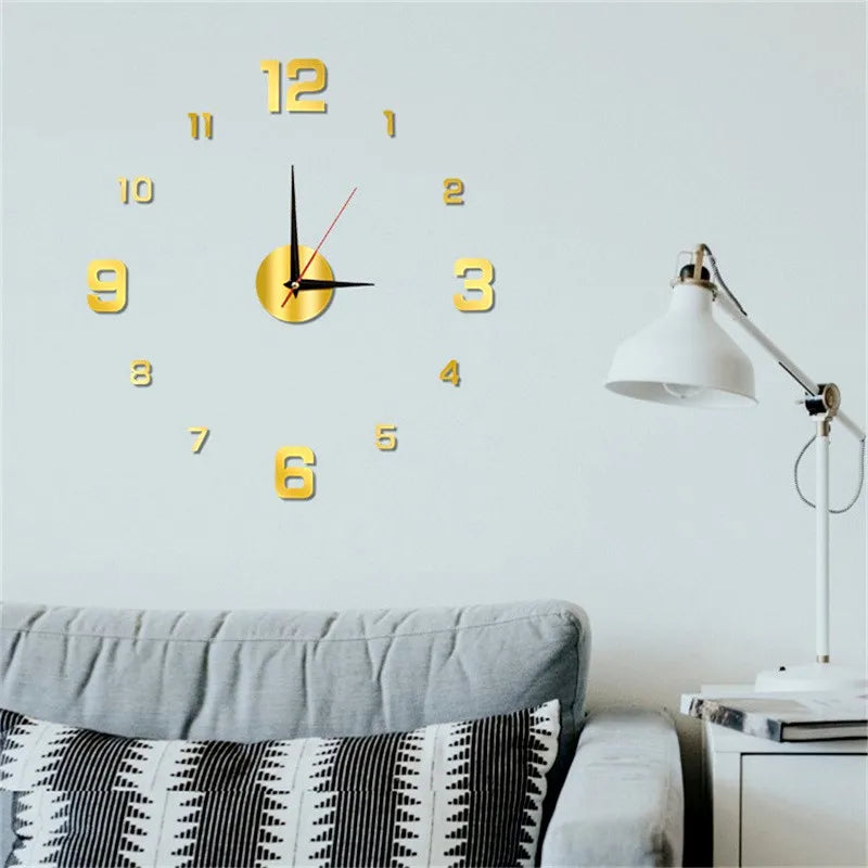 Wall Clock Glow at Night Frameless DIY Stereo Digital Clock for Home Living Room Office Wall Decroation 2024 Oasis Select Gold 40cm